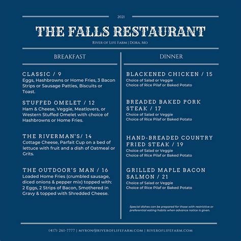 The falls restaurant - The Falls offers a twist on classic American fare with fresh and responsibly sourced ingredients. Enjoy scenic views, outdoor dining, and signature drinks at this resort style community restaurant. 